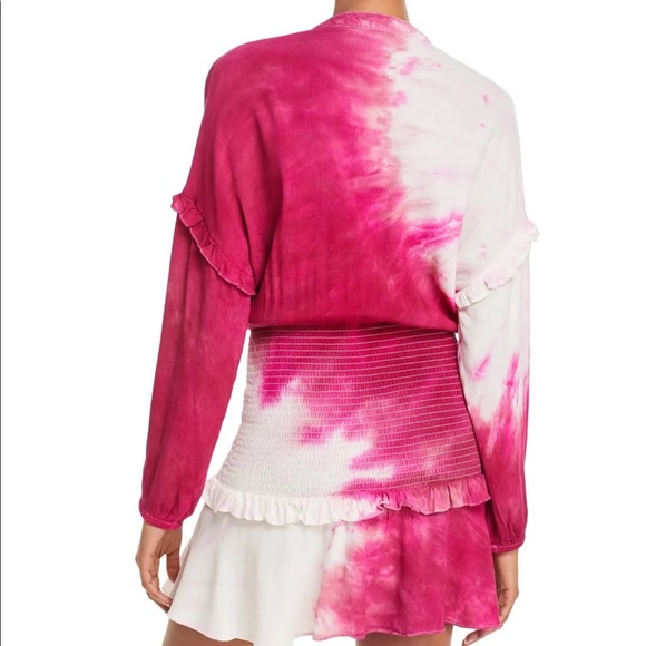 Aqua Womens Tie-Dye Smocked Mini Dress Pink XS - Picture 2 of 2